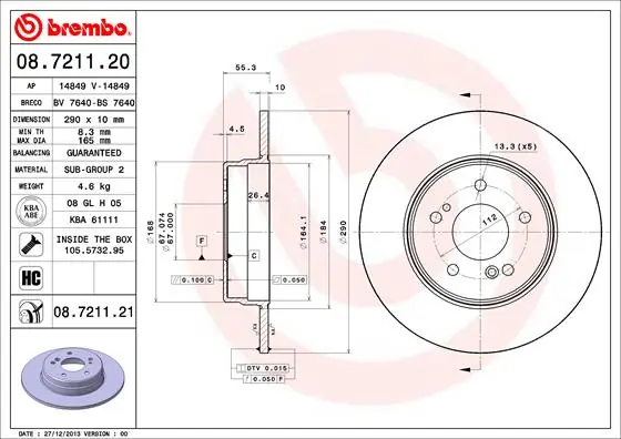 Piduriketas BREMBO 08.7211.21