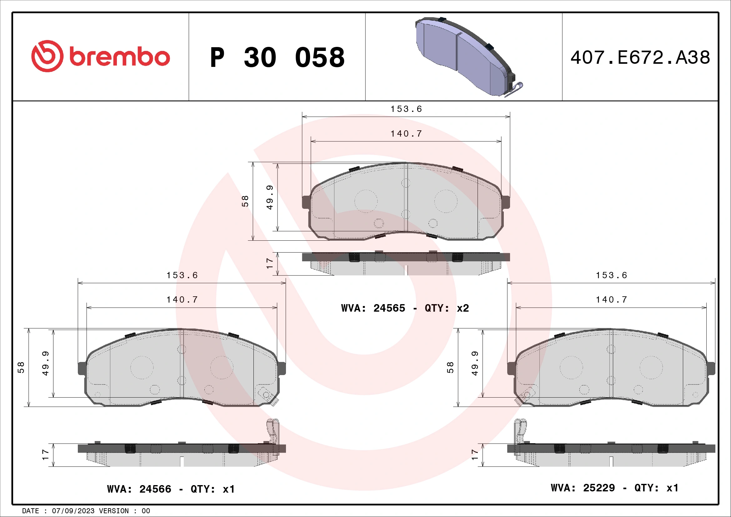 Piduriklotsi komplekt, ketaspidur BREMBO P 30 058