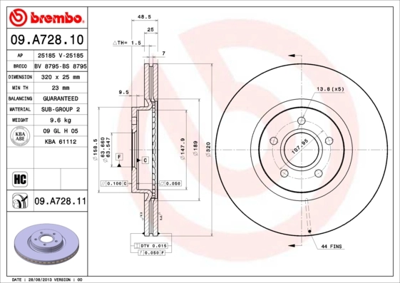 Piduriketas BREMBO 09.A728.11