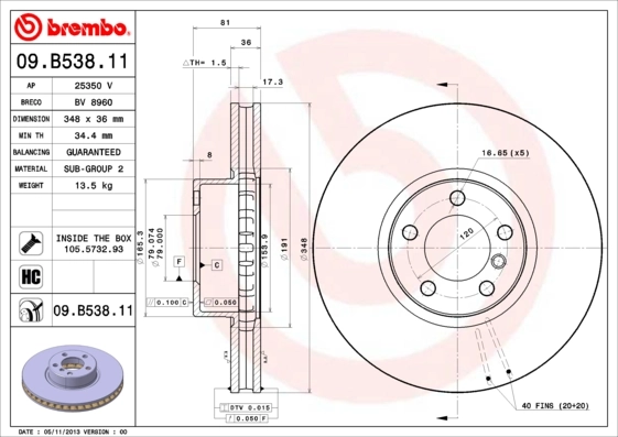 Piduriketas BREMBO 09.B538.11