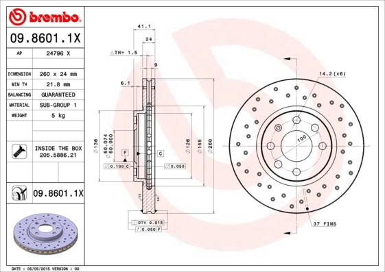 Piduriketas BREMBO 09.8601.1X