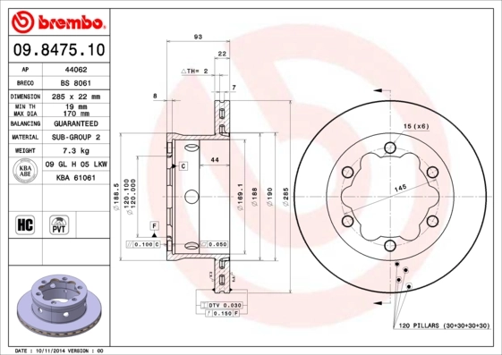 Piduriketas BREMBO 09.8475.10