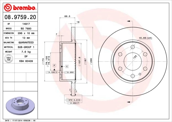 Piduriketas BREMBO 08.9759.20