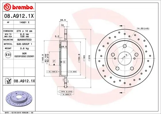 Piduriketas BREMBO 08.A912.1X