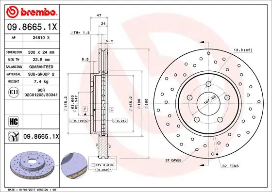 Piduriketas BREMBO 09.8665.1X