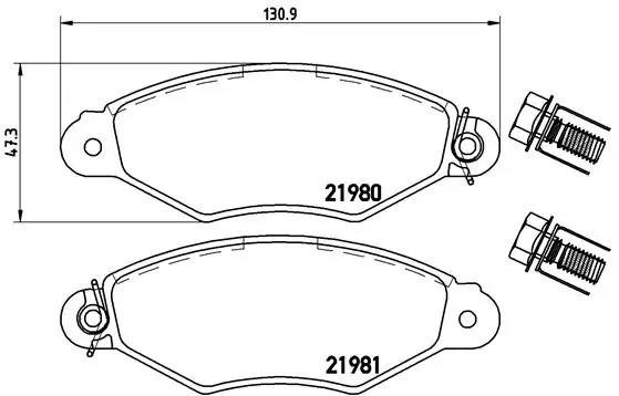 Piduriklotsi komplekt, ketaspidur BREMBO P 61 098