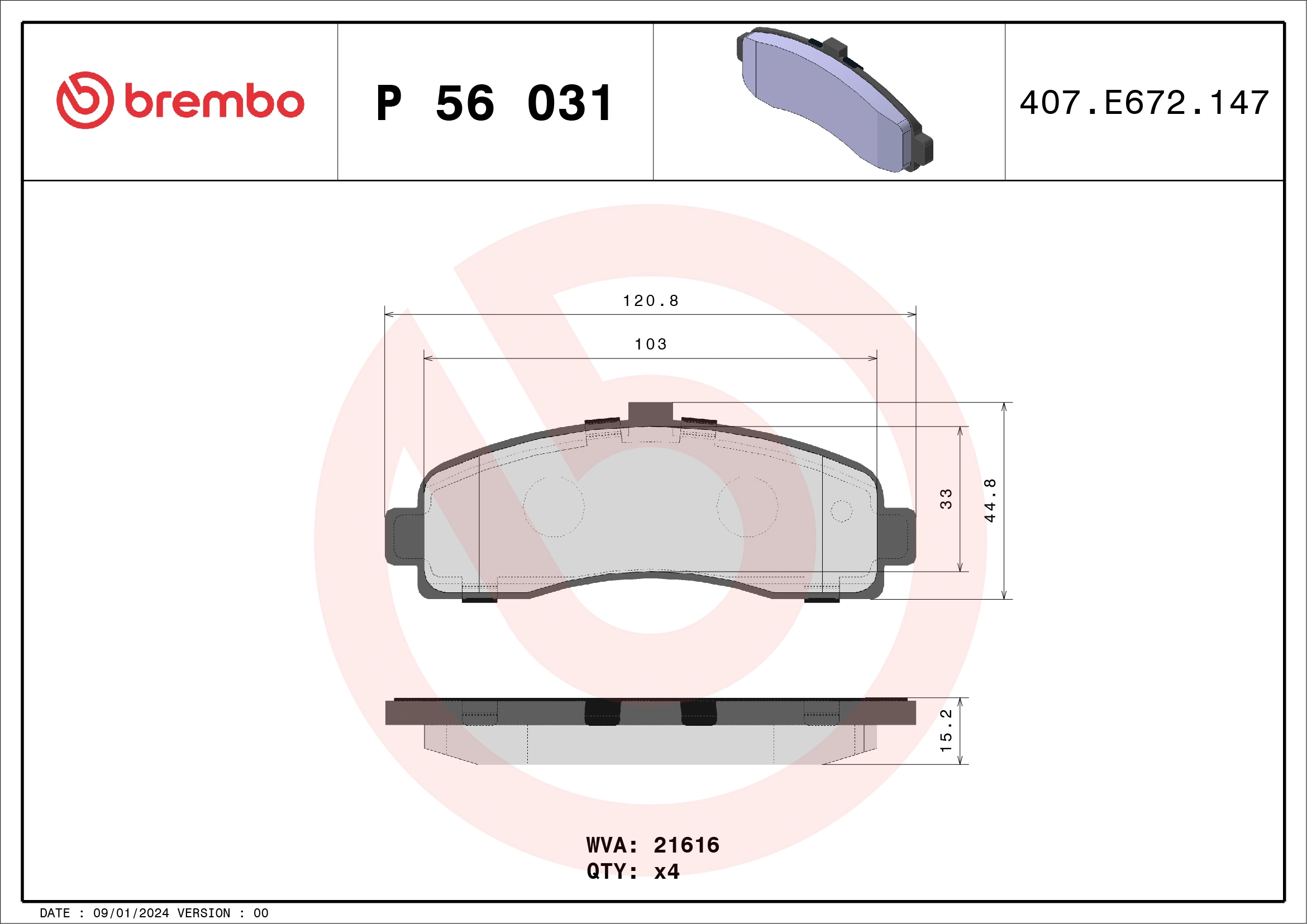 Piduriklotsi komplekt, ketaspidur BREMBO P 56 031