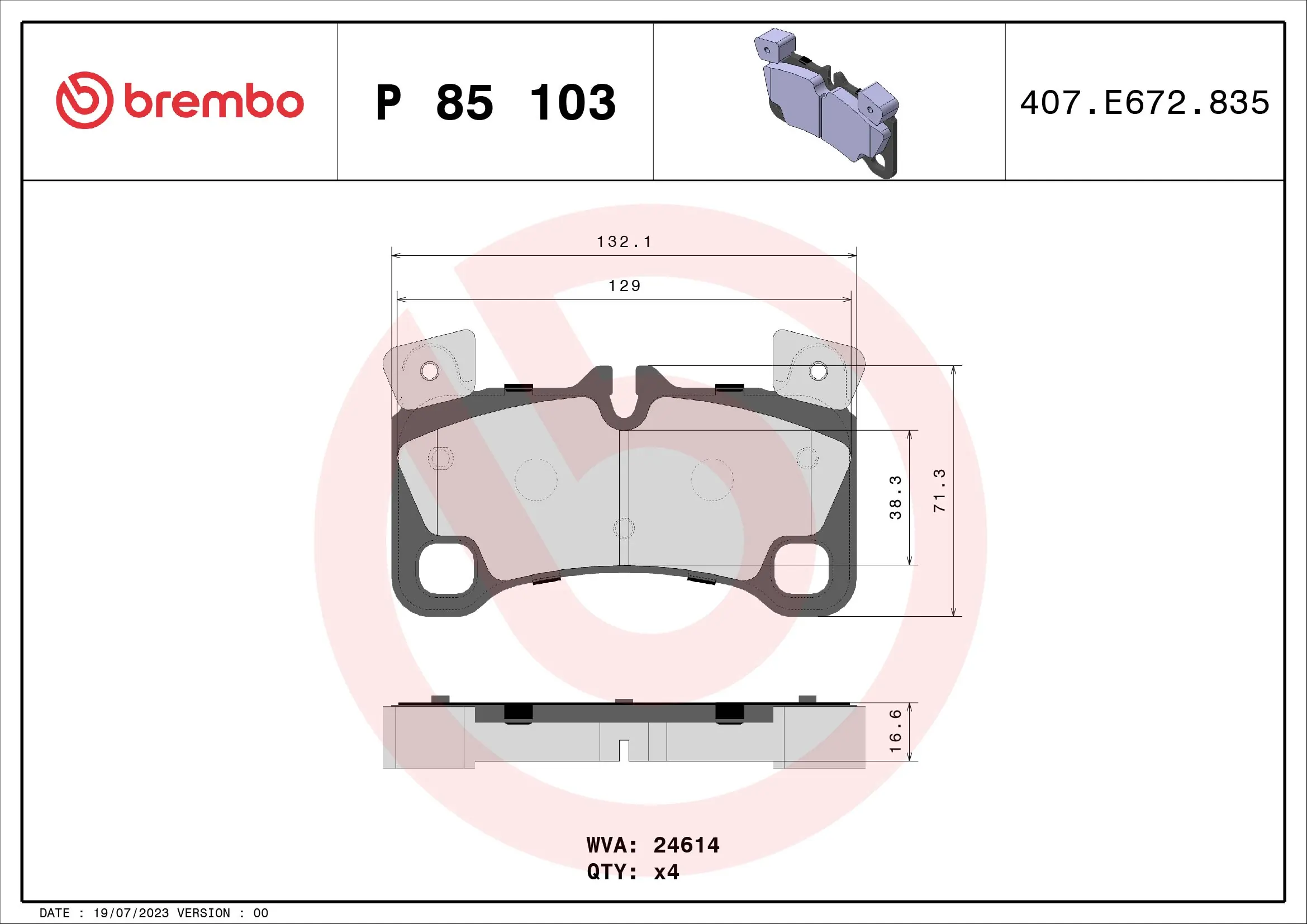 Piduriklotsi komplekt, ketaspidur BREMBO P 85 103