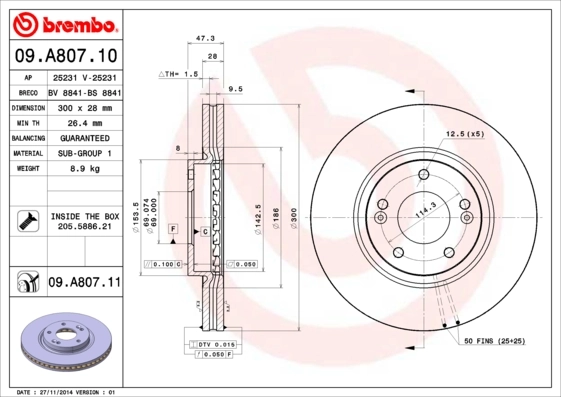 Piduriketas BREMBO 09.A807.10
