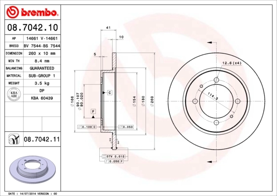 Piduriketas BREMBO 08.7042.11