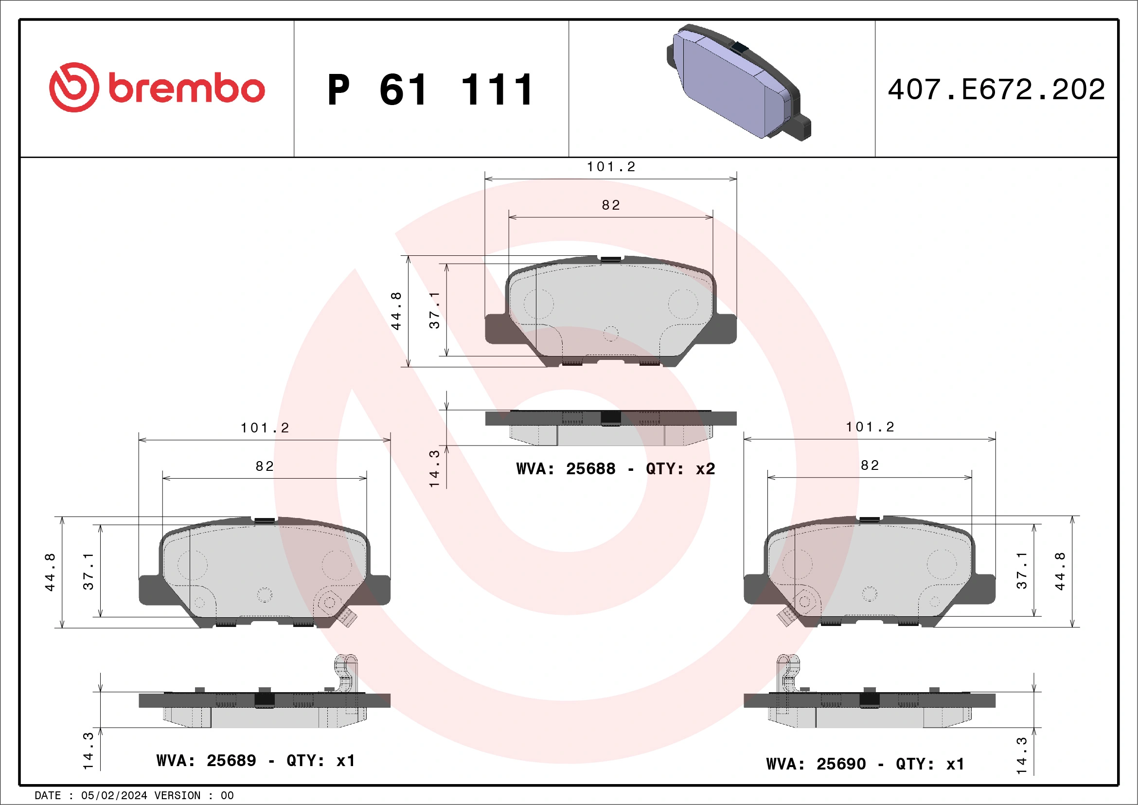 Piduriklotsi komplekt, ketaspidur BREMBO P 61 111