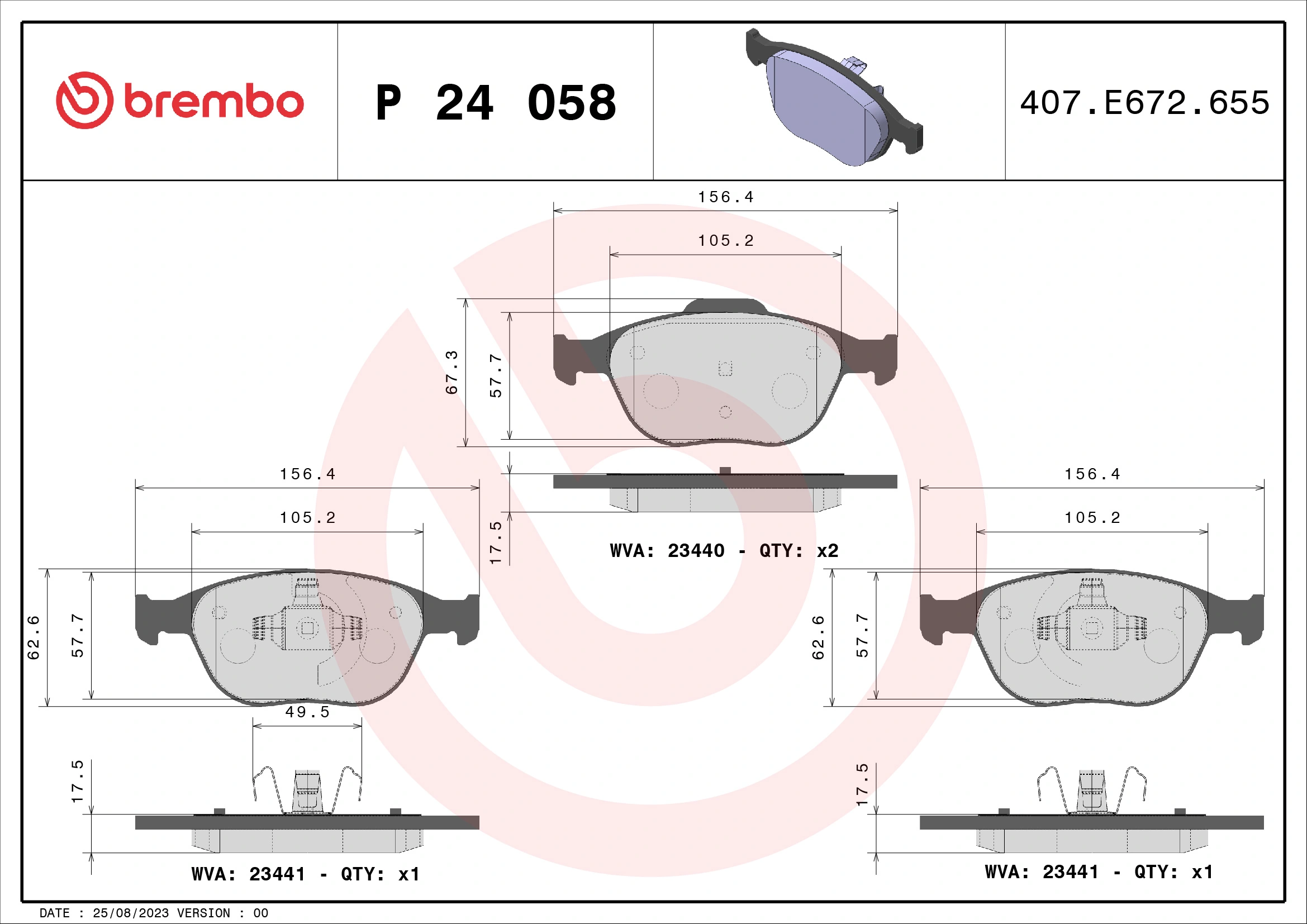 Piduriklotsi komplekt, ketaspidur BREMBO P 24 058