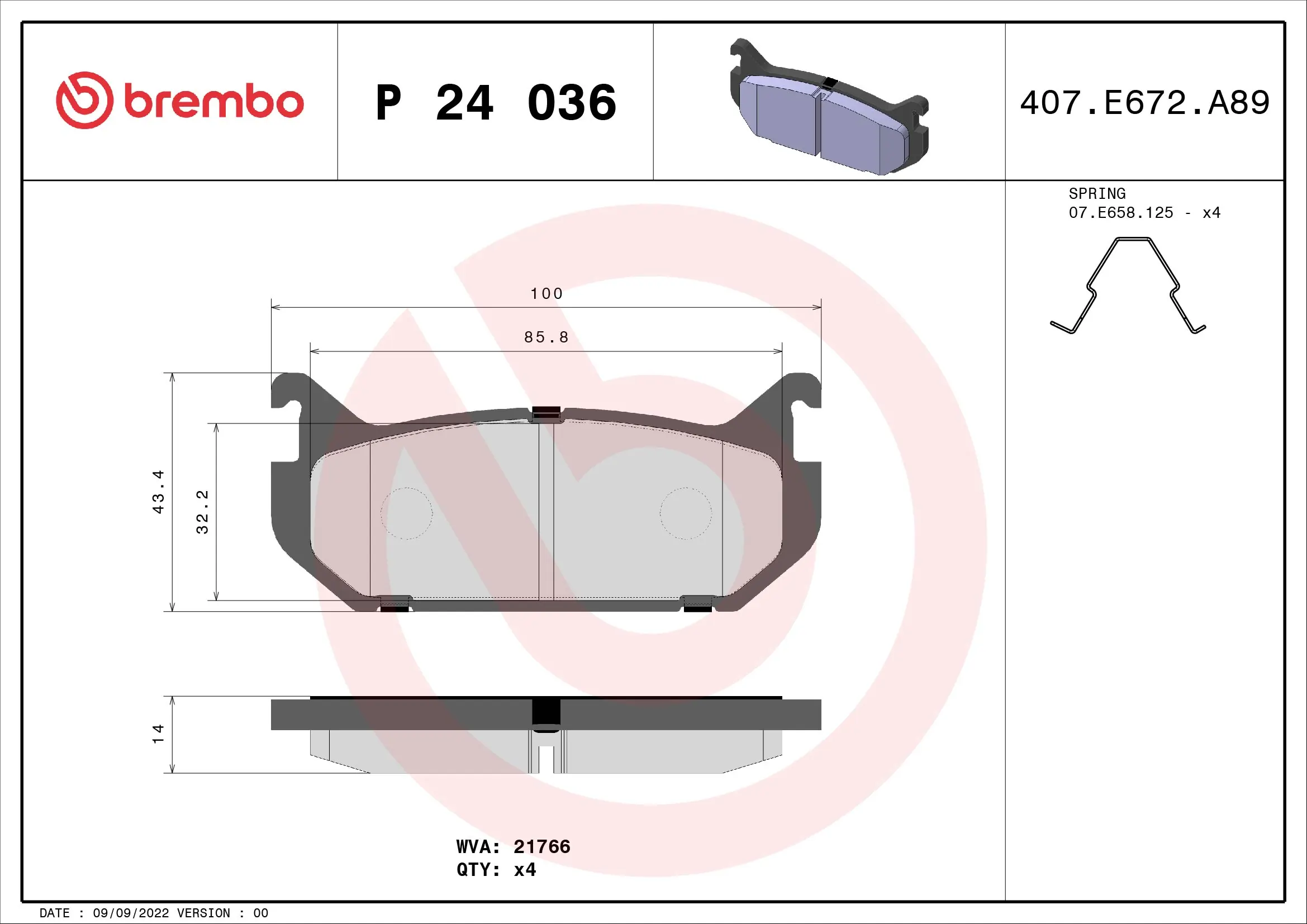 Piduriklotsi komplekt, ketaspidur BREMBO P 24 036