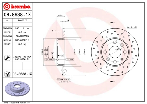 Piduriketas BREMBO 08.8638.1X