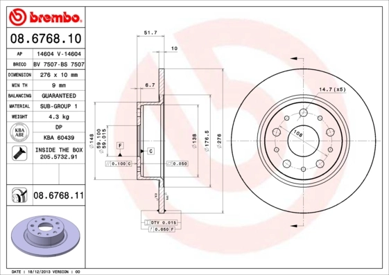 Piduriketas BREMBO 08.6768.11