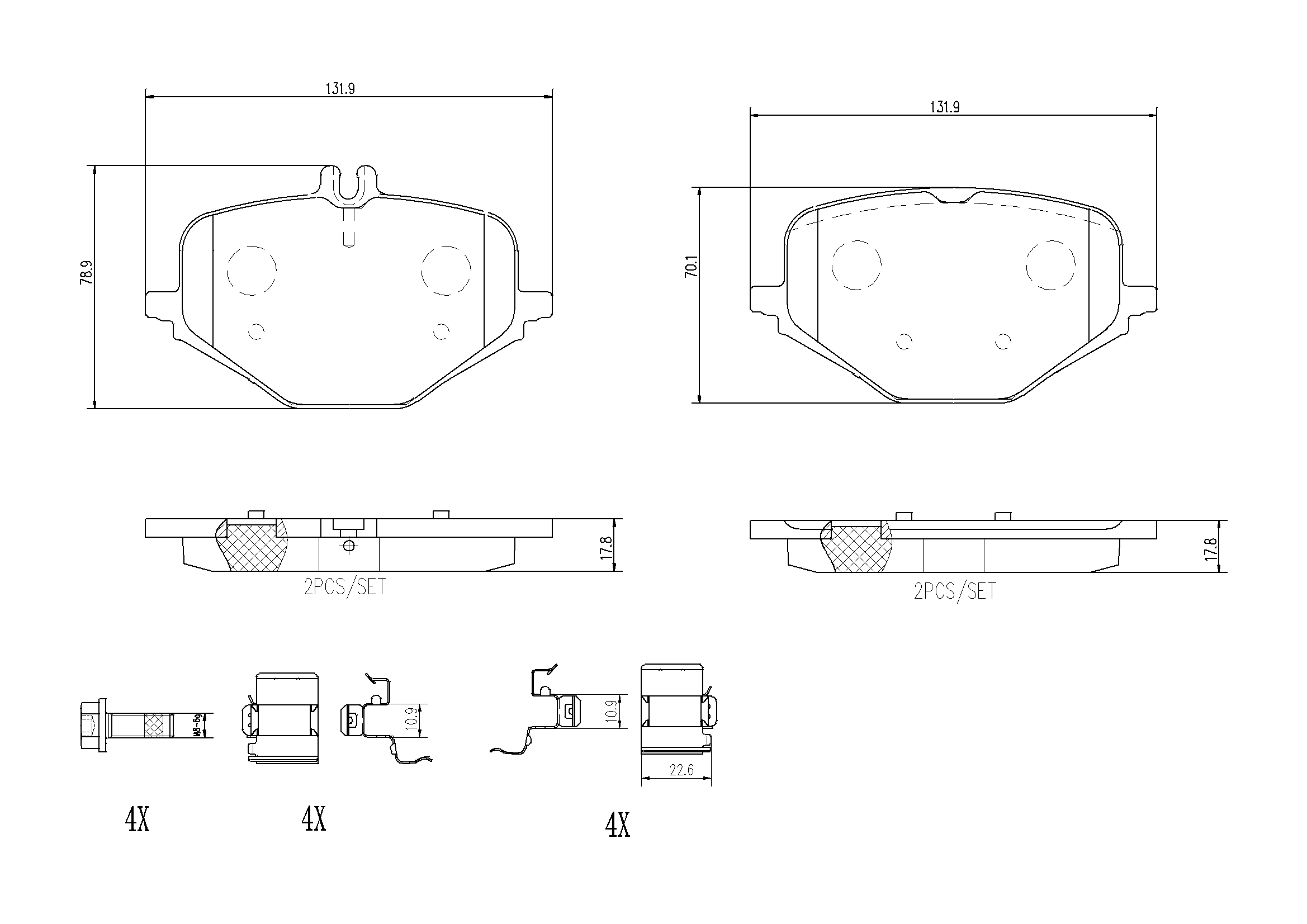 Piduriklotsi komplekt, ketaspidur BREMBO P 50 167