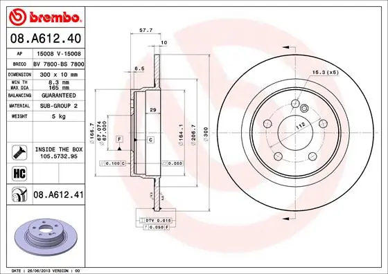 Piduriketas BREMBO 08.A612.41