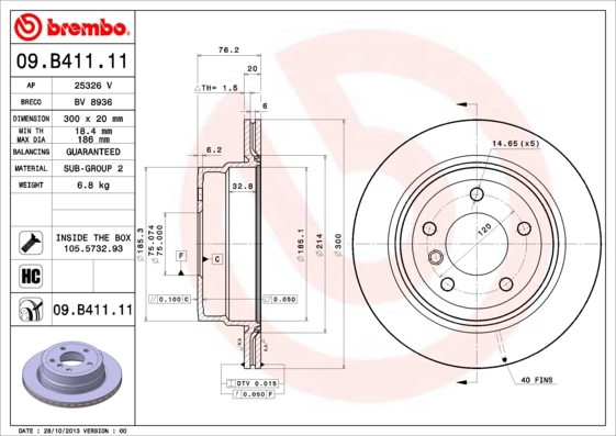 Piduriketas BREMBO 09.B411.11