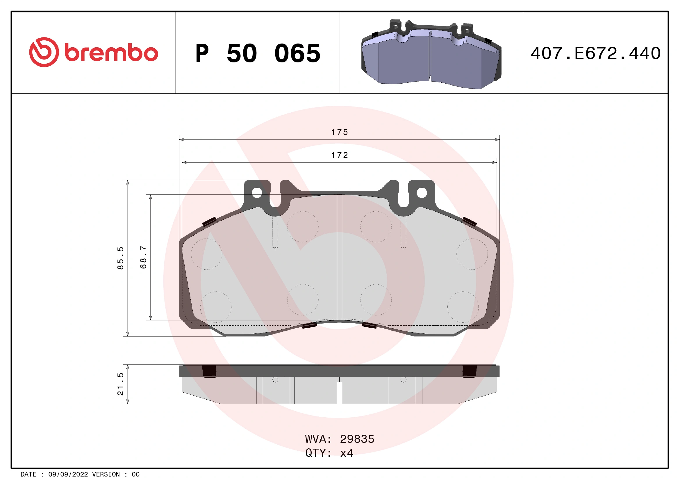 Piduriklotsi komplekt, ketaspidur BREMBO P 50 065