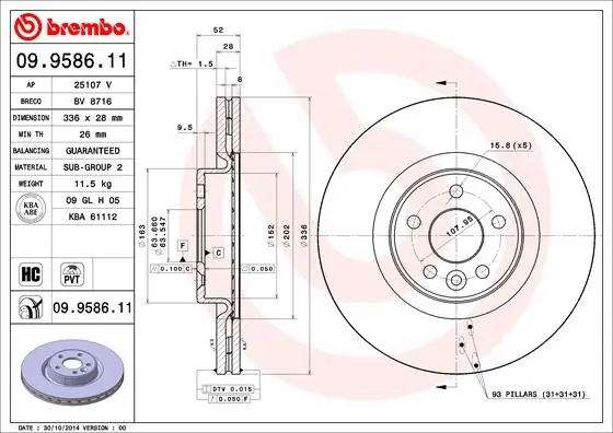 Piduriketas BREMBO 09.9586.11