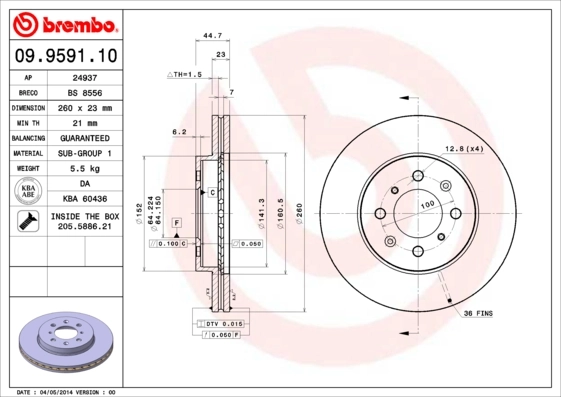 Piduriketas BREMBO 09.9591.10
