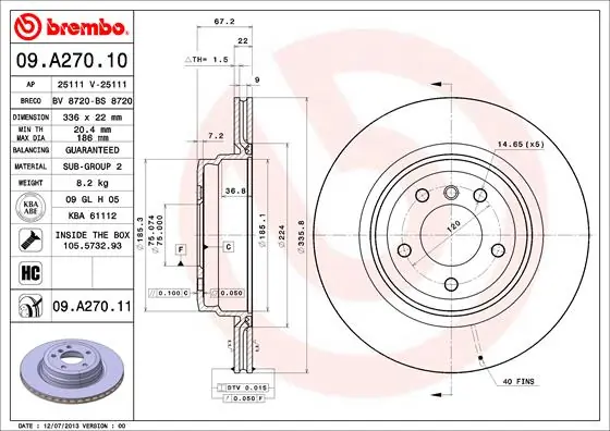 Piduriketas BREMBO 09.A270.11