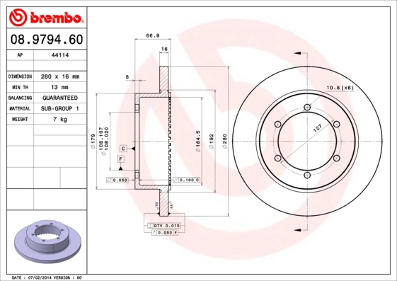 Piduriketas BREMBO 08.9794.60