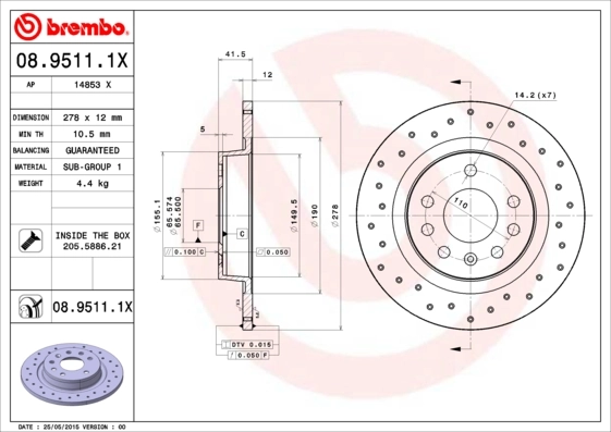Piduriketas BREMBO 08.9511.1X