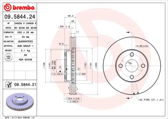 Piduriketas BREMBO 09.5844.24