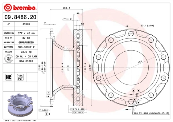 Piduriketas BREMBO 09.8486.20