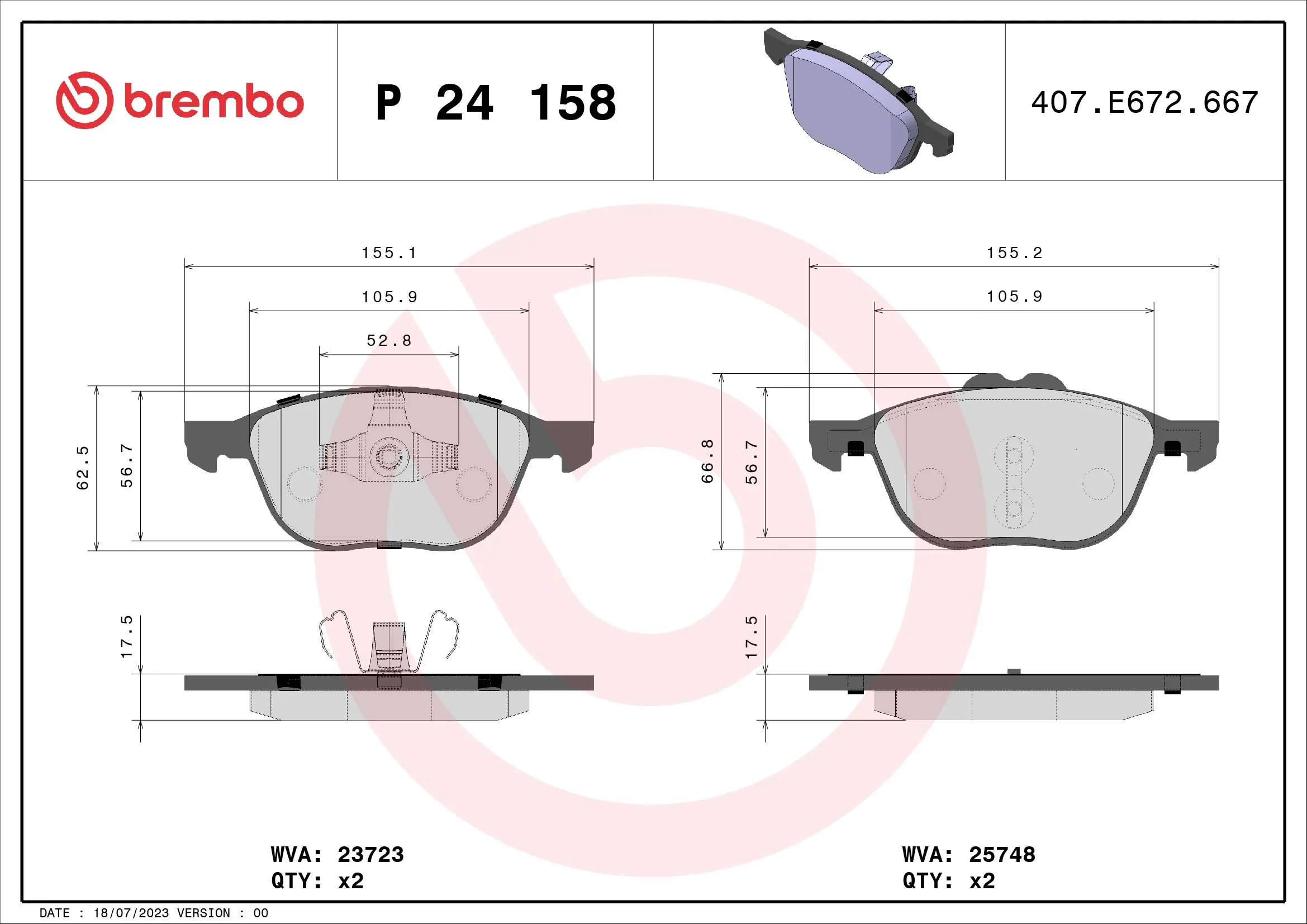 Piduriklotsi komplekt, ketaspidur BREMBO P 24 158