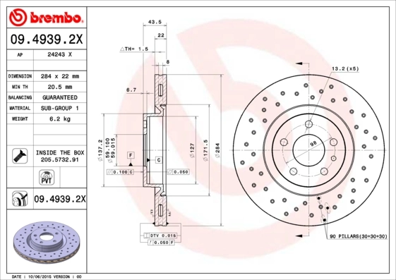 Piduriketas BREMBO 09.4939.2X