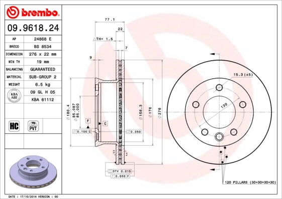 Piduriketas BREMBO 09.9618.24