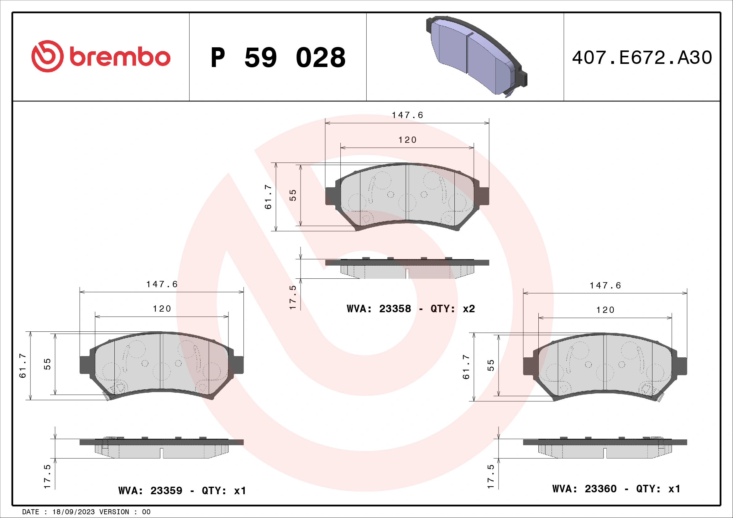 Piduriklotsi komplekt, ketaspidur BREMBO P 59 028
