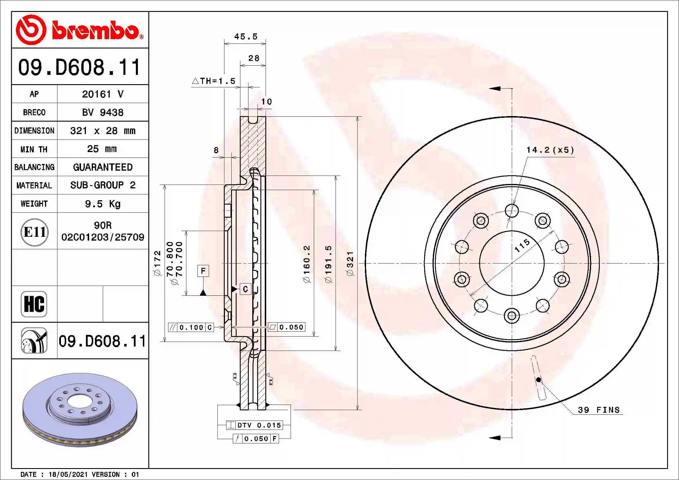 Piduriketas BREMBO 09.D608.11