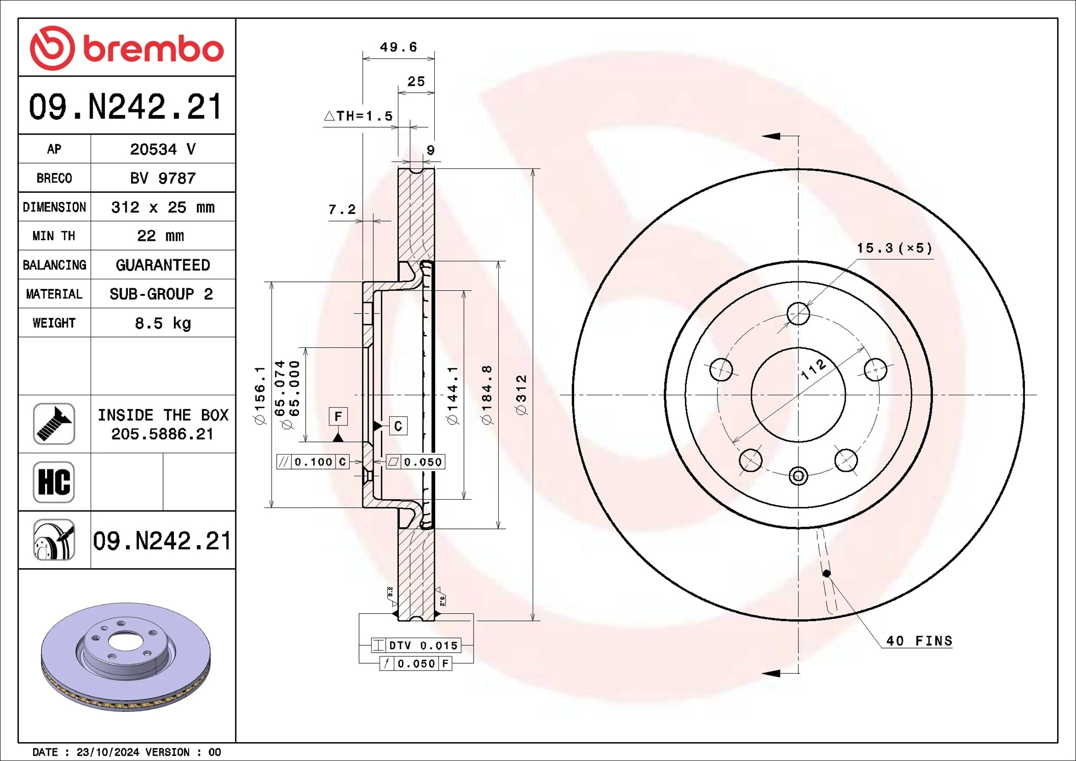 Piduriketas BREMBO 09.N242.21