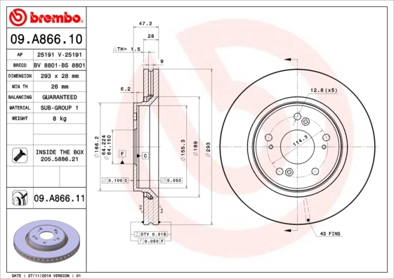 Piduriketas BREMBO 09.A866.10