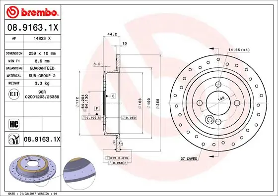 Piduriketas BREMBO 08.9163.1X