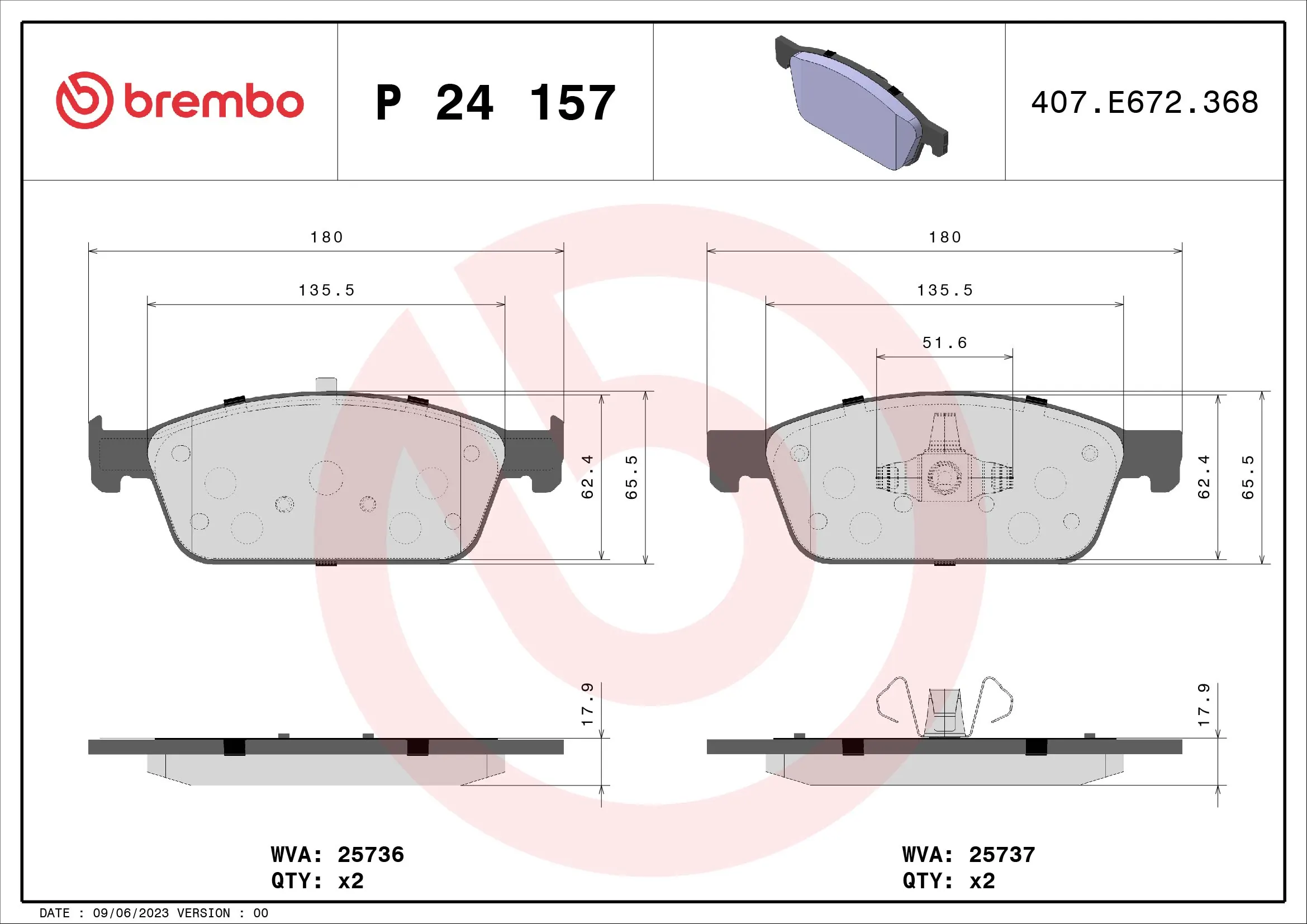 Piduriklotsi komplekt, ketaspidur BREMBO P 24 157