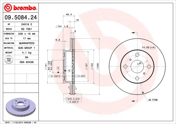Piduriketas BREMBO 09.5084.24