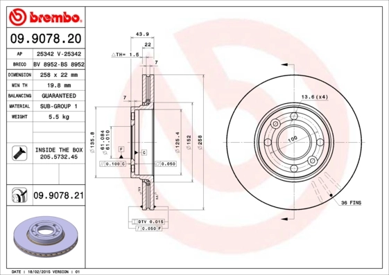 Piduriketas BREMBO 09.9078.20