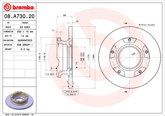 Piduriketas BREMBO 08.A730.20