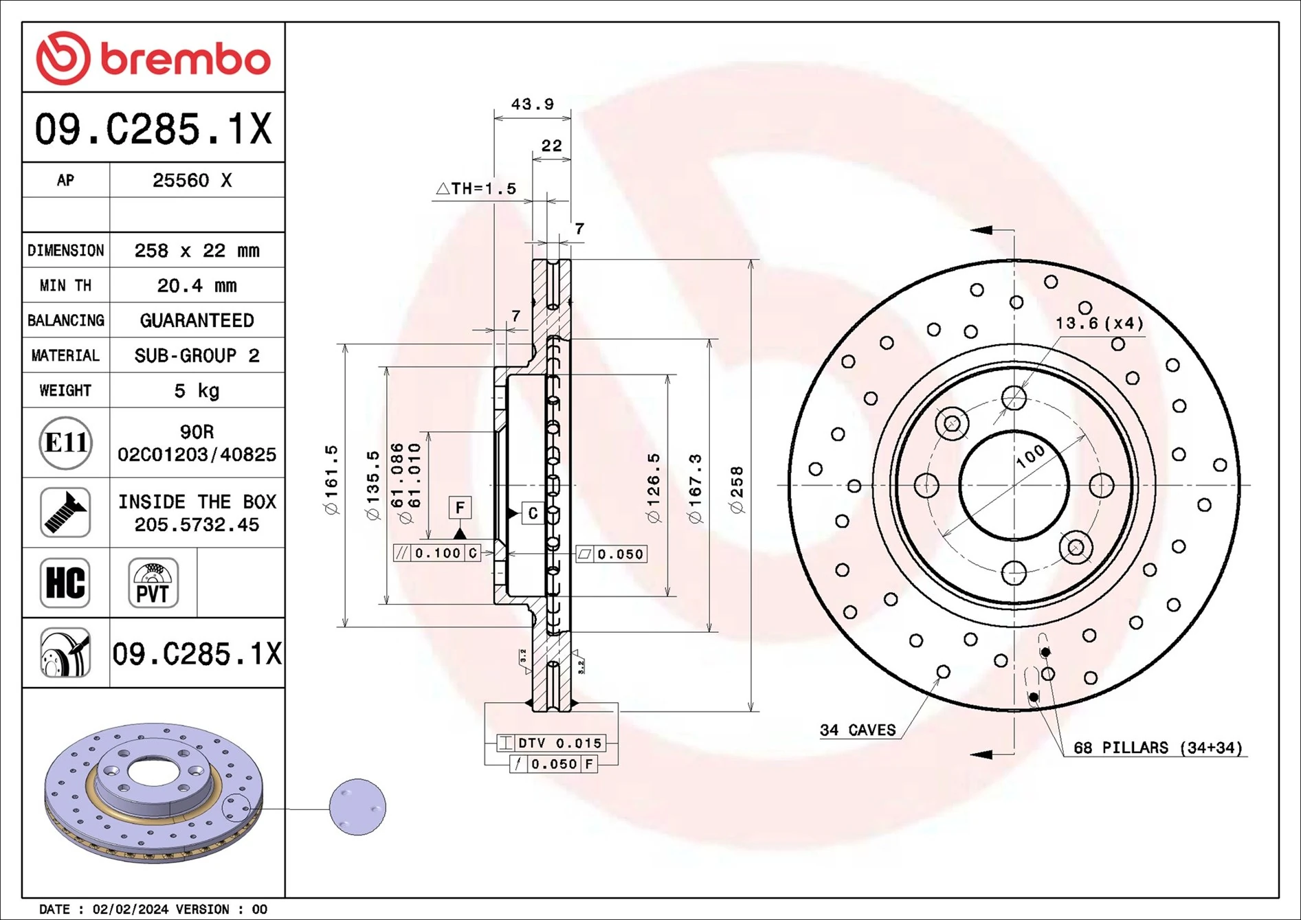 Piduriketas BREMBO 09.C285.1X