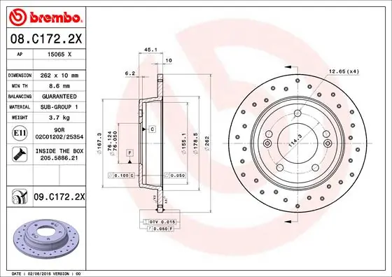 Piduriketas BREMBO 08.C172.2X