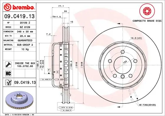 Piduriketas BREMBO 09.C419.13