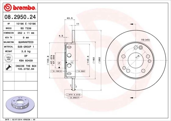 Piduriketas BREMBO 08.2950.24