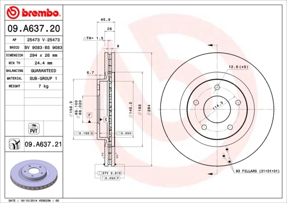 Piduriketas BREMBO 09.A637.21