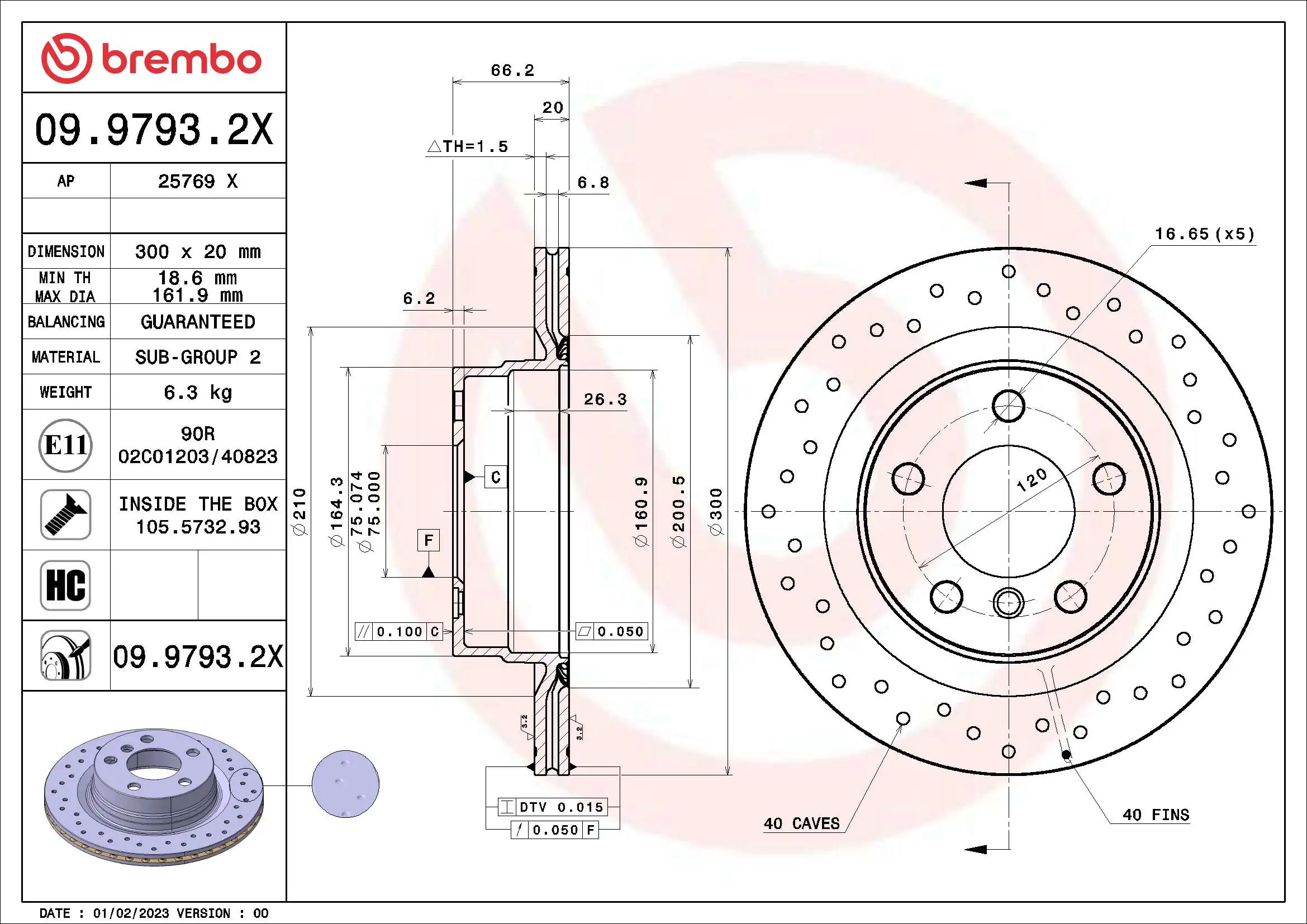 Piduriketas BREMBO 09.9793.2X