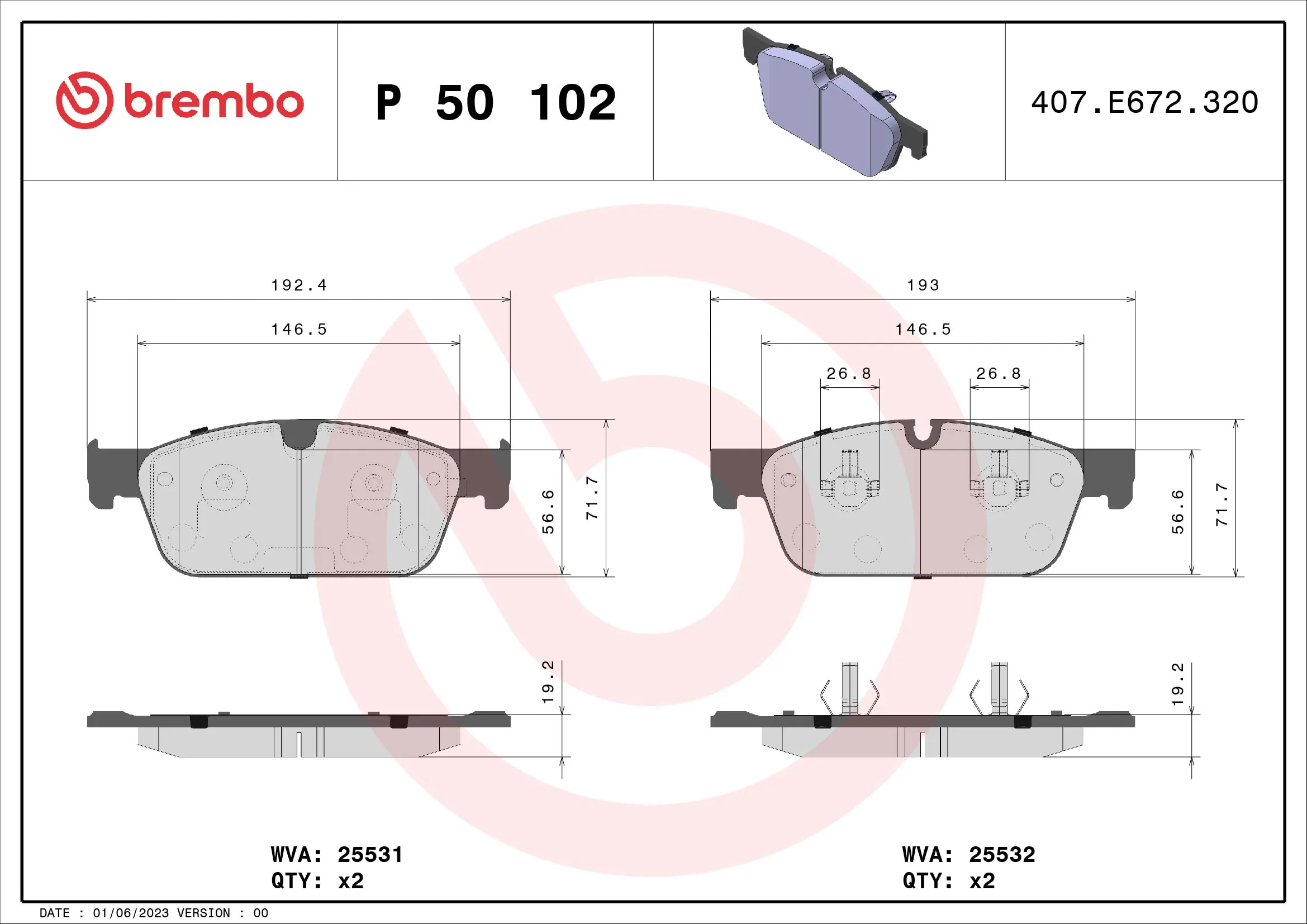 Piduriklotsi komplekt, ketaspidur BREMBO P 50 102