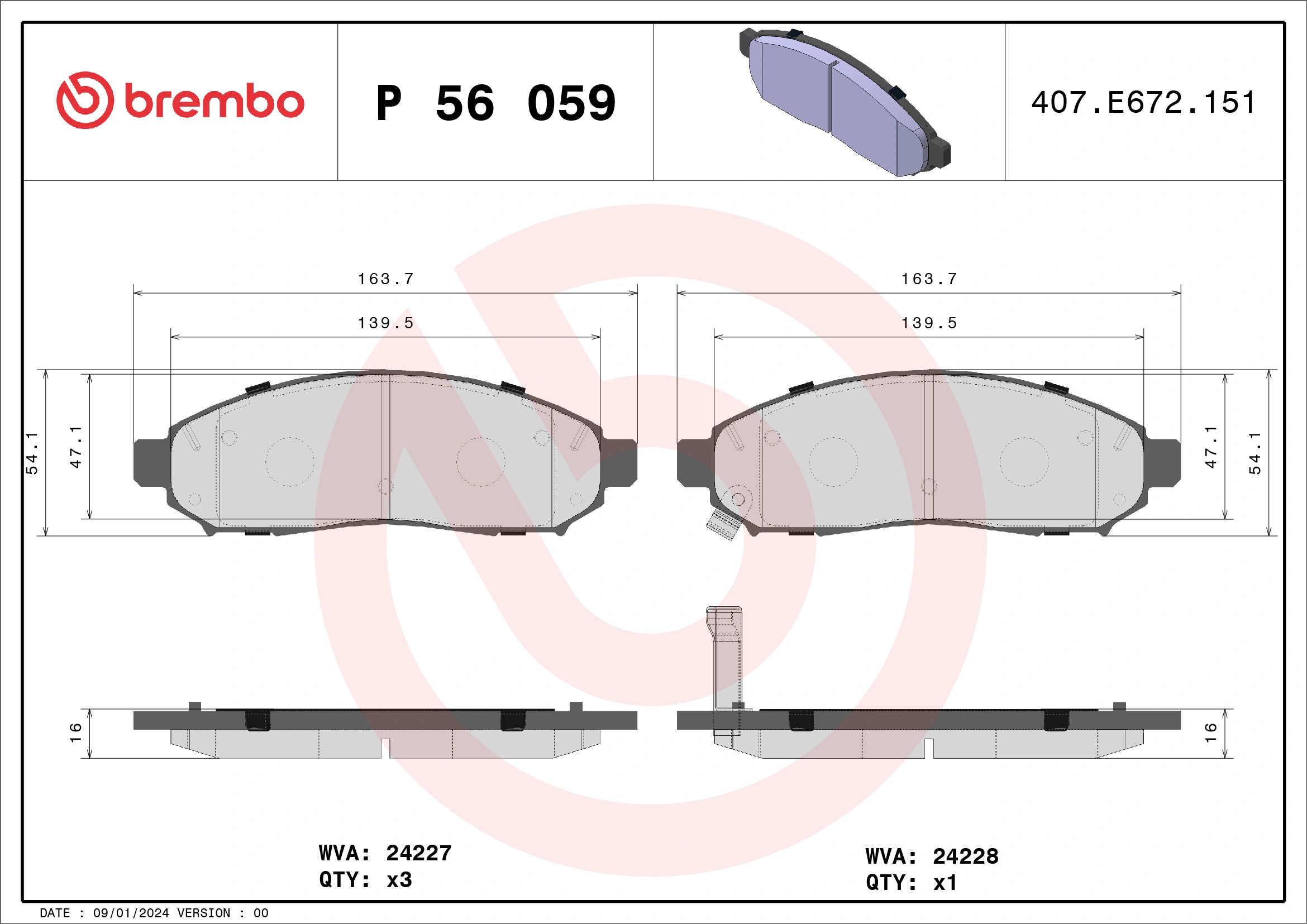 Piduriklotsi komplekt, ketaspidur BREMBO P 56 059